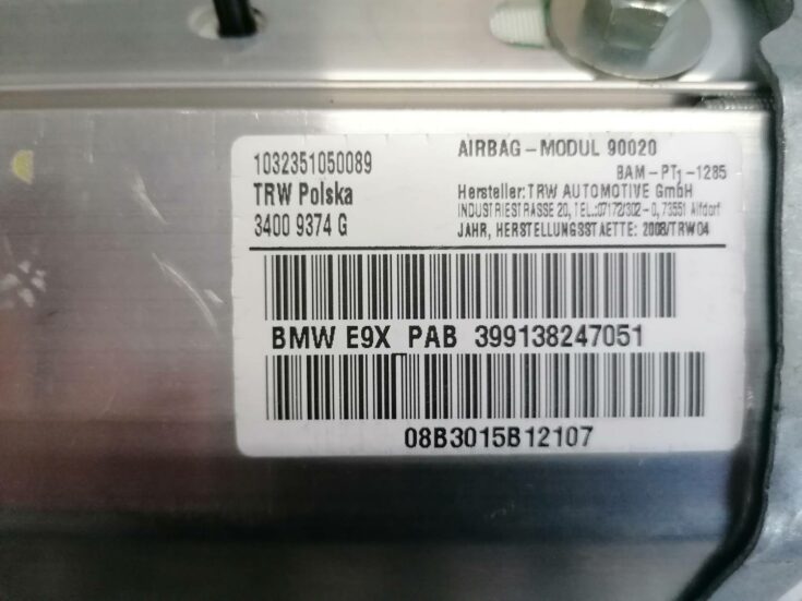 Mērinstrumentu paneļa drošības spilvens priekš BMW 318D E91 2008 TOURING