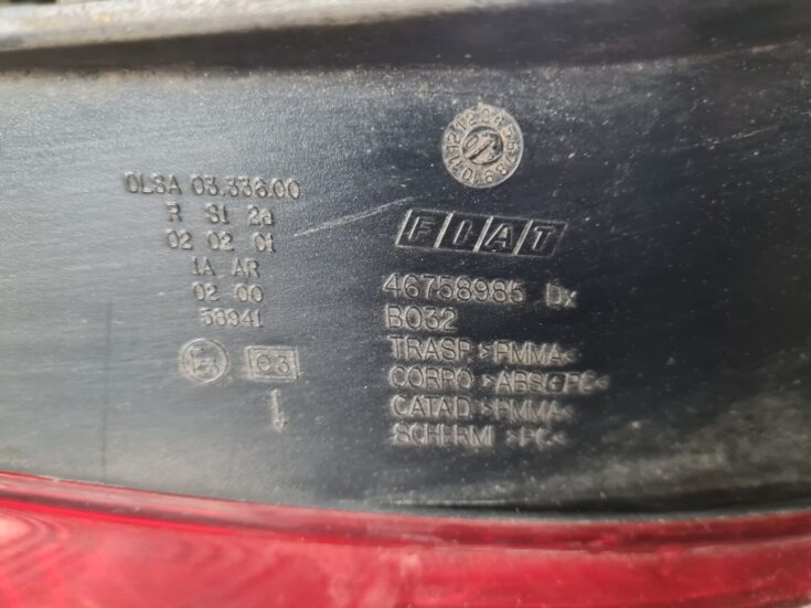 Aizmugurējais labais lukturis priekš FIAT STILO 2003